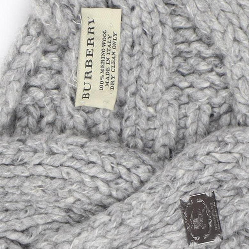 Burberry Women’s Grey Cable Knit Wool Scarf Winter Classic