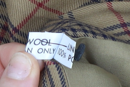 Women's Beige Checked Wool Pencil Skirt Size 18 Knee Length Lined