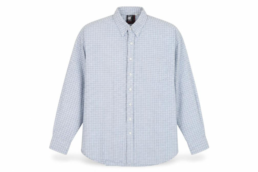 Front view of Gladiator Men's Blue Checked Cotton Flannel Long Sleeve Button-Up Shirt XL
