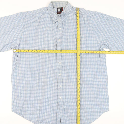 Gladiator Men's Blue Checked Cotton Flannel Long Sleeve Button-Up Shirt XL