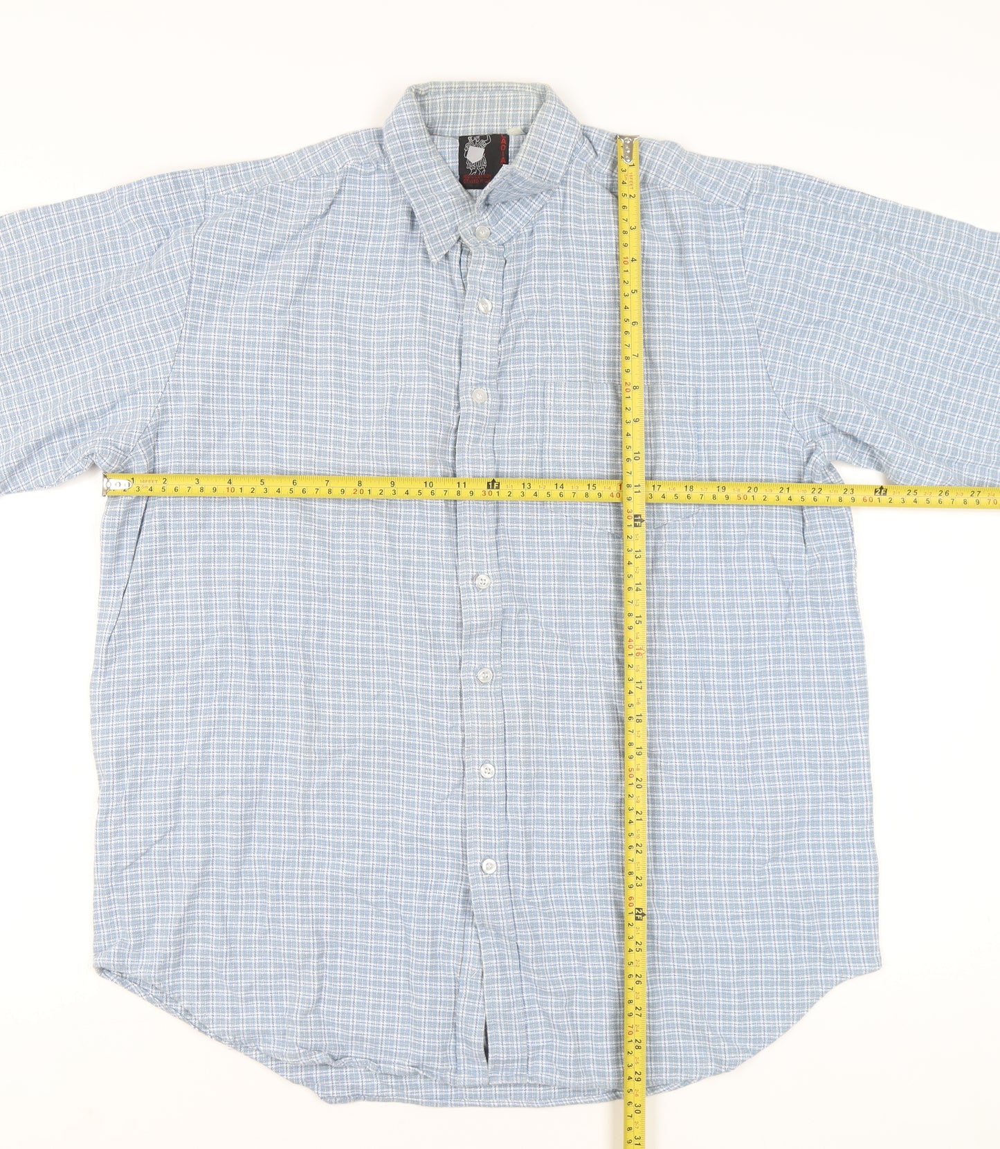 Gladiator Men's Blue Checked Cotton Flannel Long Sleeve Button-Up Shirt XL