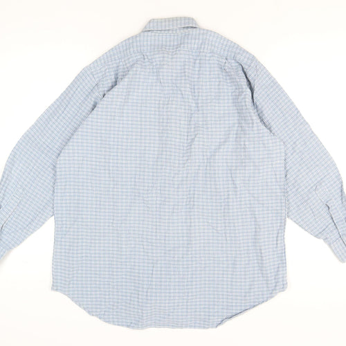 Gladiator Men's Blue Checked Cotton Flannel Long Sleeve Button-Up Shirt XL
