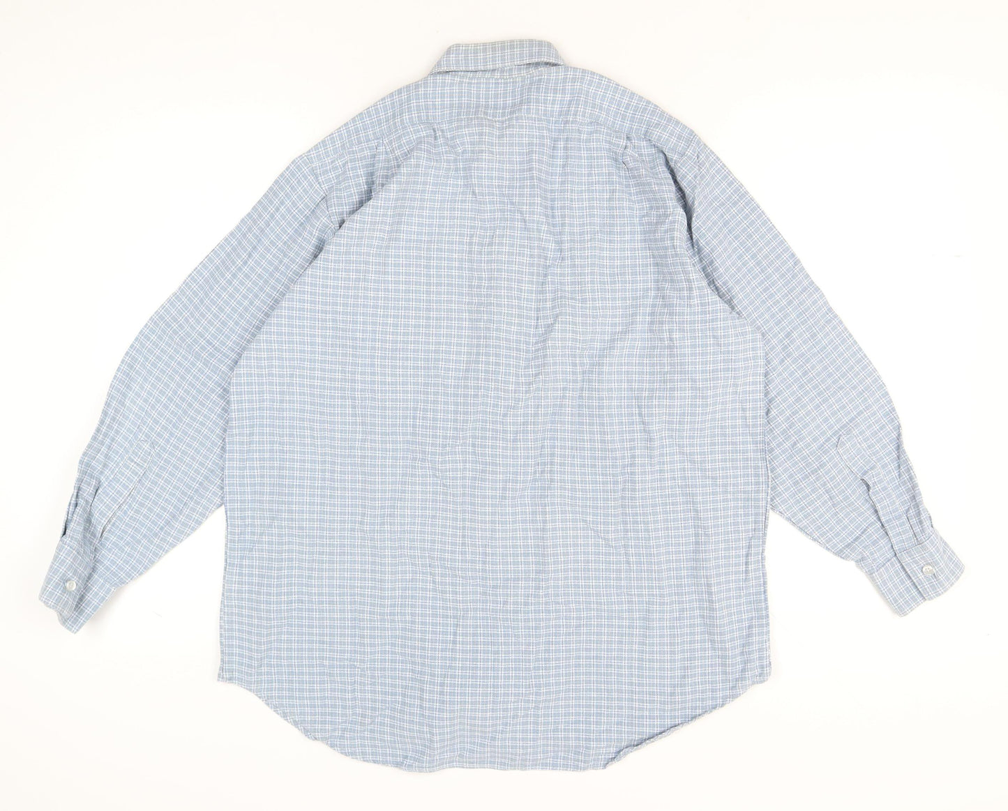 Gladiator Men's Blue Checked Cotton Flannel Long Sleeve Button-Up Shirt XL