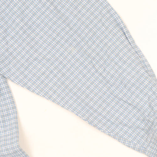 Gladiator Men's Blue Checked Cotton Flannel Long Sleeve Button-Up Shirt XL