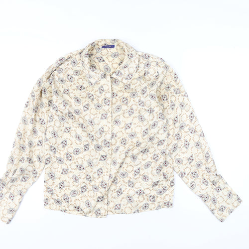 Jason Prescott Petites Beige Geometric Rayon Blouse Women's S