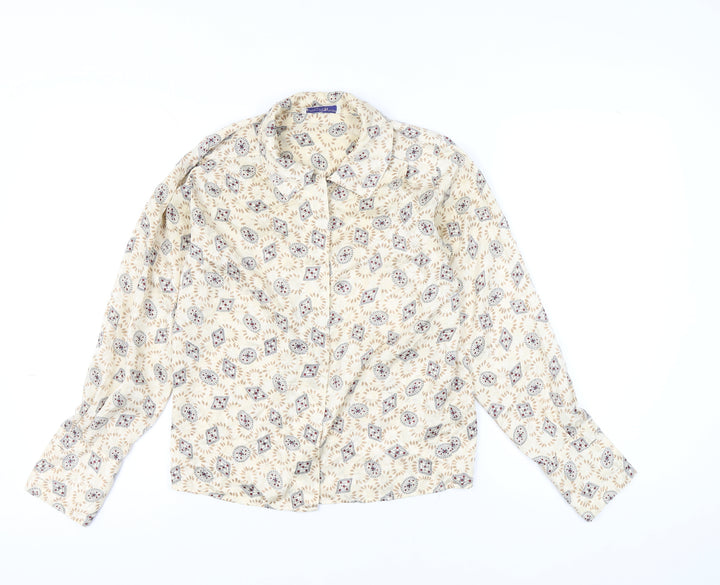 Jason Prescott Petites Beige Geometric Rayon Blouse Women's S