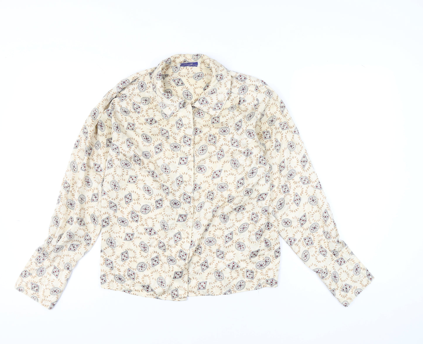 Jason Prescott Petites Beige Geometric Rayon Blouse Women's S