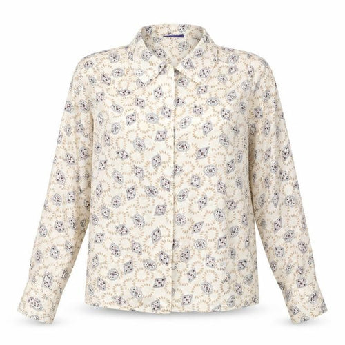Jason Prescott Petites Beige Geometric Rayon Blouse Women's S