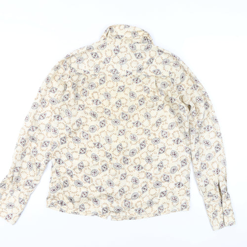 Jason Prescott Petites Beige Geometric Rayon Blouse Women's S