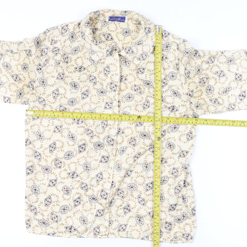 Jason Prescott Petites Beige Geometric Rayon Blouse Women's S