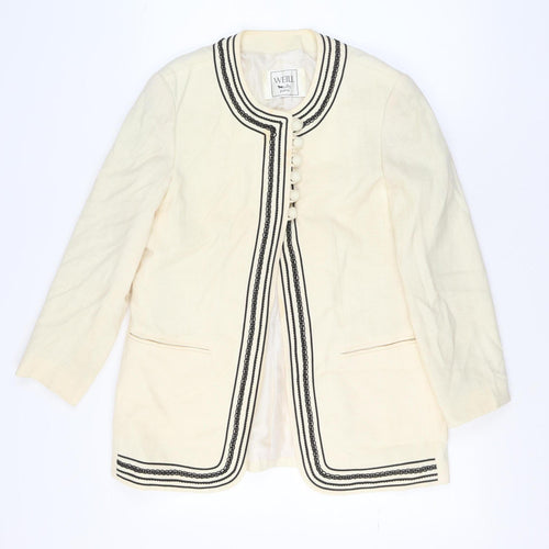 Weill Paris Womens Ivory Black Trim Tuxedo Style Blazer Jacket Size 14