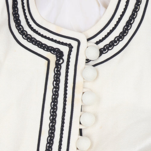 Weill Paris Womens Ivory Black Trim Tuxedo Style Blazer Jacket Size 14