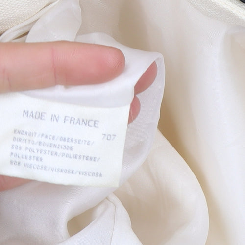 Weill Paris Womens Ivory Black Trim Tuxedo Style Blazer Jacket Size 14