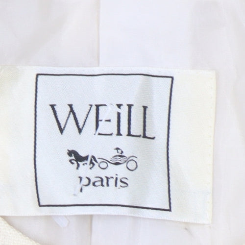 Weill Paris Womens Ivory Black Trim Tuxedo Style Blazer Jacket Size 14
