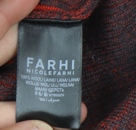 Nicole Farhi Women's Red Wool Long Sleeve V-Neck Tunic Jumper M