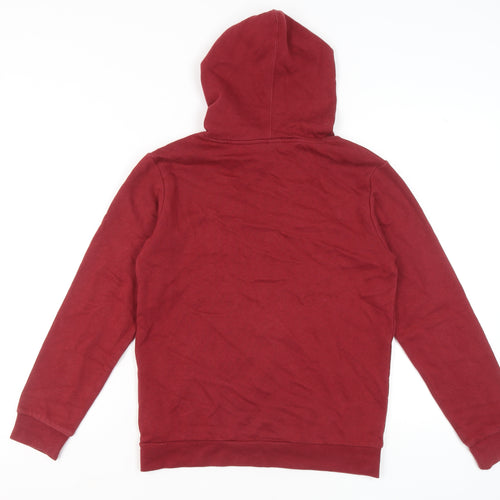 Champion Mens Red Pullover Hoodie Logo Fleece Sweatshirt Size S