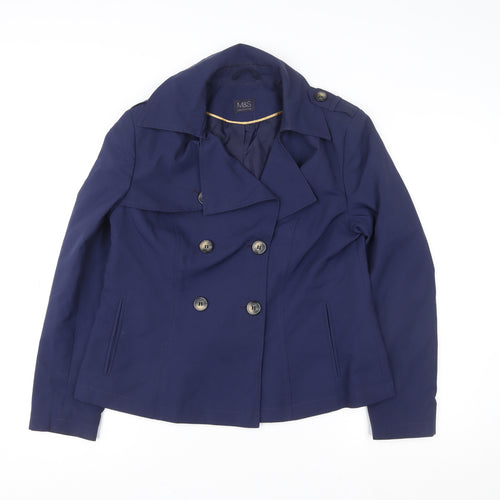 Marks and Spencer Women's Blue Pea Coat Jacket Size 12
