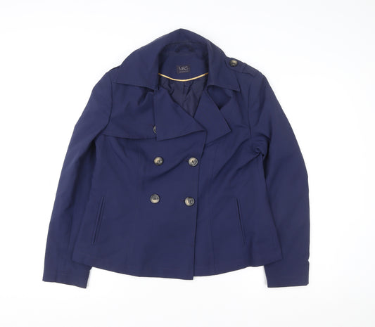Marks and Spencer Women's Blue Pea Coat Jacket Size 12