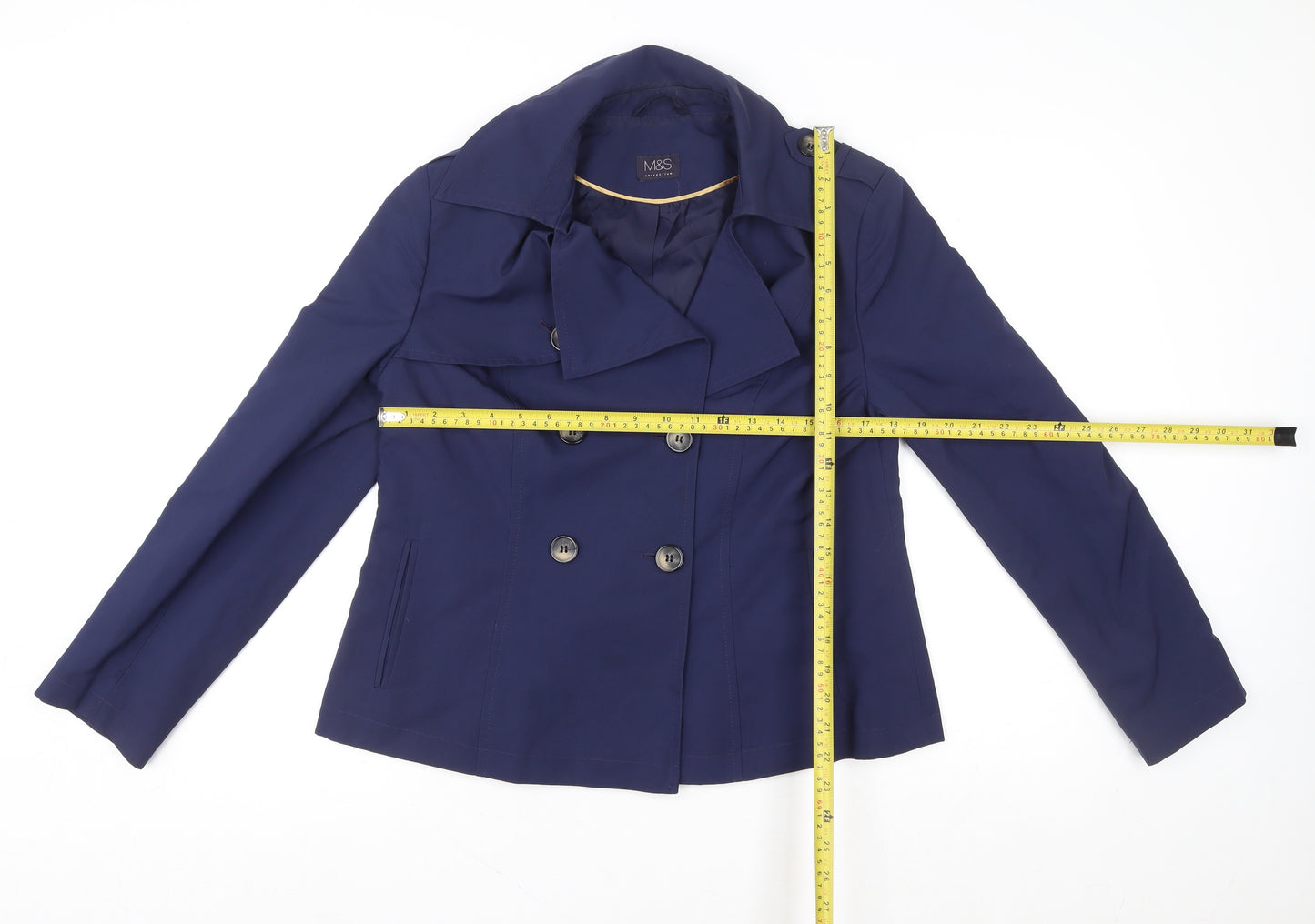 Marks and Spencer Women's Blue Pea Coat Jacket Size 12