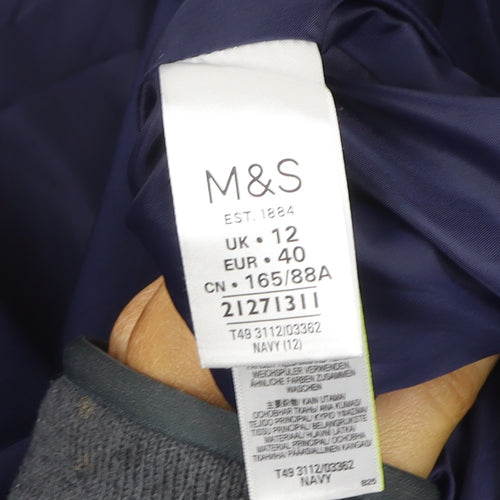 Marks and Spencer Women's Blue Pea Coat Jacket Size 12