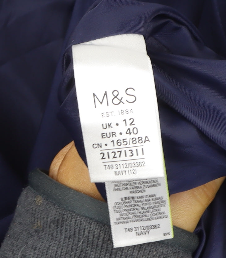 Marks and Spencer Women's Blue Pea Coat Jacket Size 12