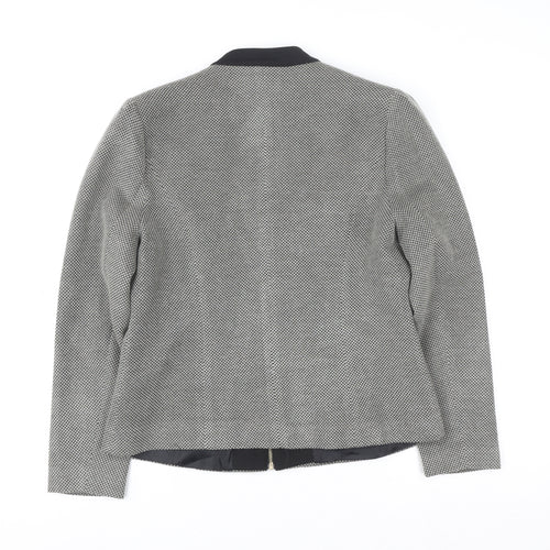 Chianti Womens Grey Geometric Tweed Zip Jacket Size 16