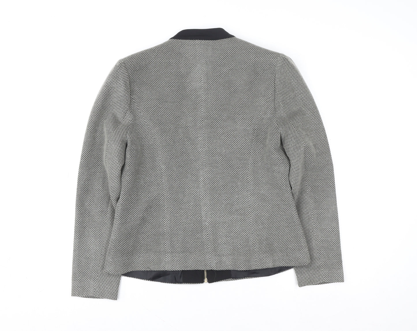 Chianti Womens Grey Geometric Tweed Zip Jacket Size 16