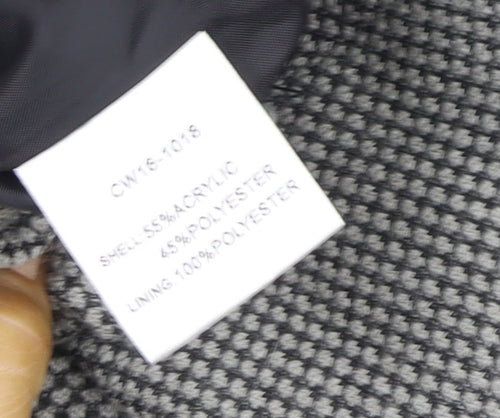 Chianti Womens Grey Geometric Tweed Zip Jacket Size 16