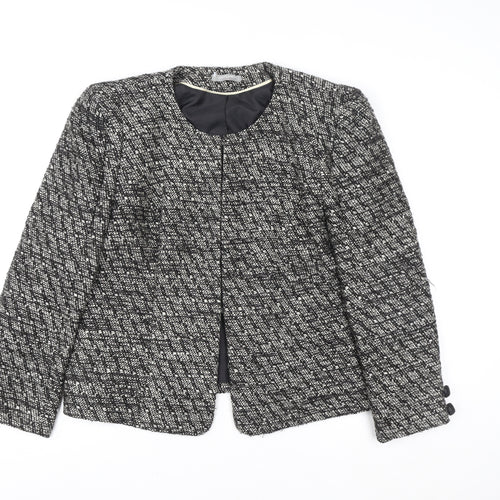 BHS Women Black Tweed Collarless Open Front Blazer Size 20