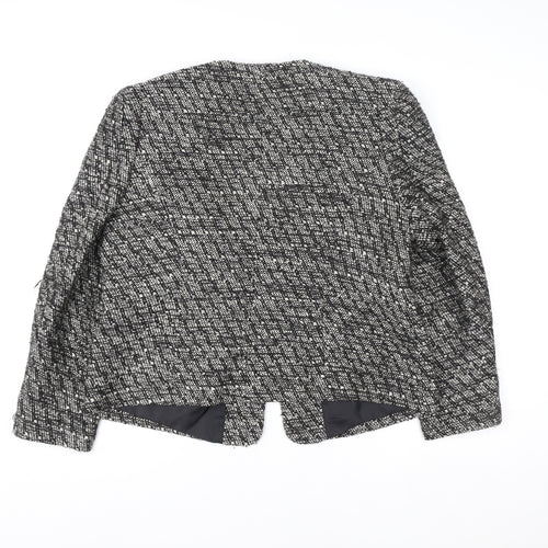 BHS Women Black Tweed Collarless Open Front Blazer Size 20
