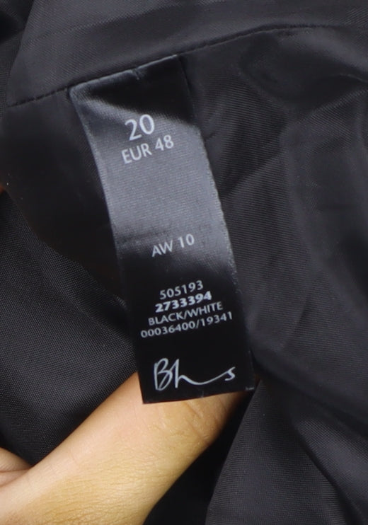 BHS Women Black Tweed Collarless Open Front Blazer Size 20