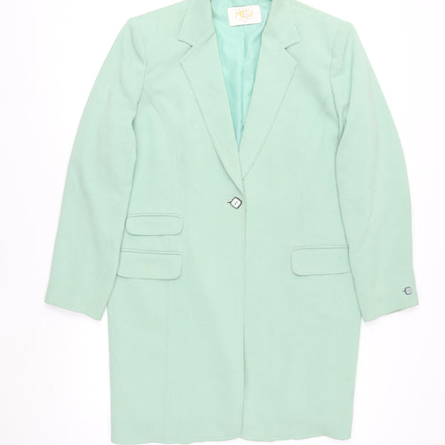 Country Casuals Womens Green Long Overcoat Size 18 Lined Buttoned Formal