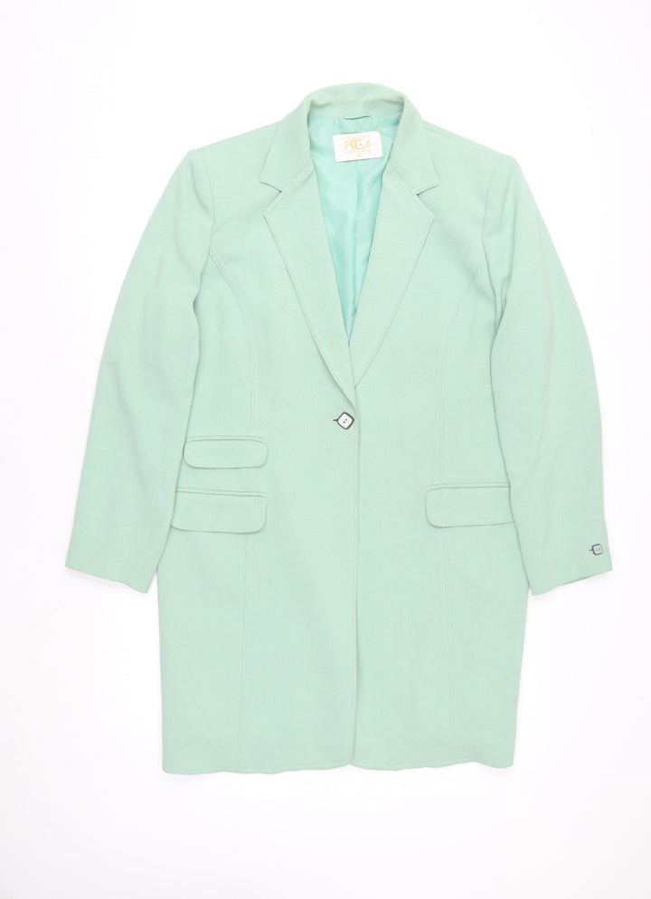 Country Casuals Womens Green Long Overcoat Size 18 Lined Buttoned Formal