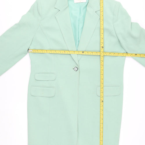 Country Casuals Womens Green Long Overcoat Size 18 Lined Buttoned Formal