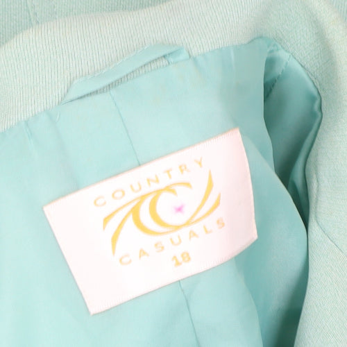 Country Casuals Womens Green Long Overcoat Size 18 Lined Buttoned Formal