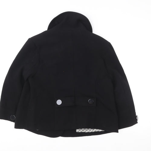 Papaya Women's Black Short Pea Coat Jacket Size 14 Lined Twill