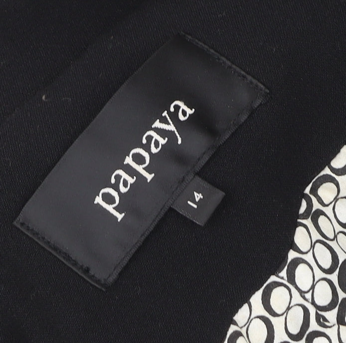 Papaya Women's Black Short Pea Coat Jacket Size 14 Lined Twill