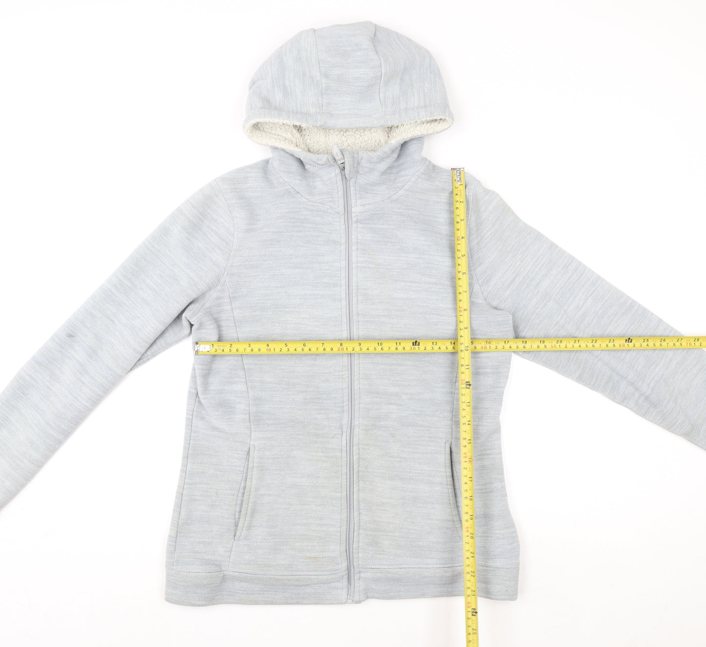 Mountain Warehouse Womens Grey Hooded Fleece Jacket Size 12