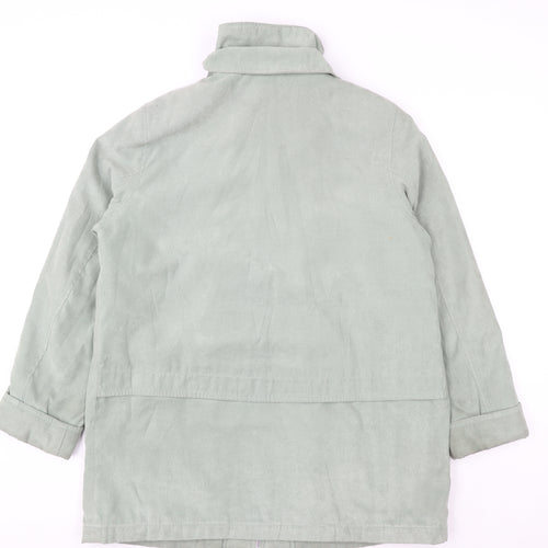 EWM Women Green Full Zip Lined Long Overcoat Size 16