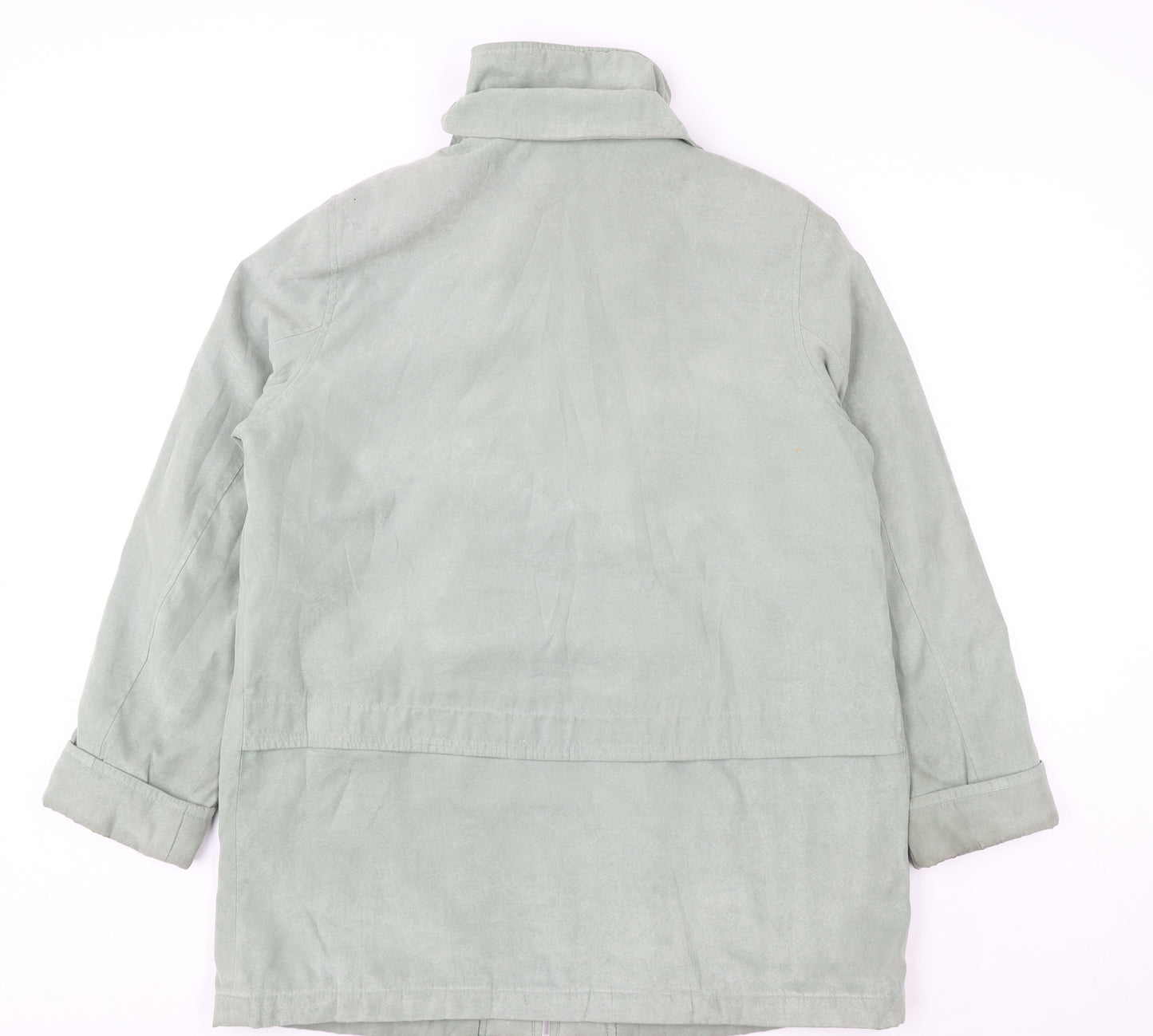 EWM Women Green Full Zip Lined Long Overcoat Size 16