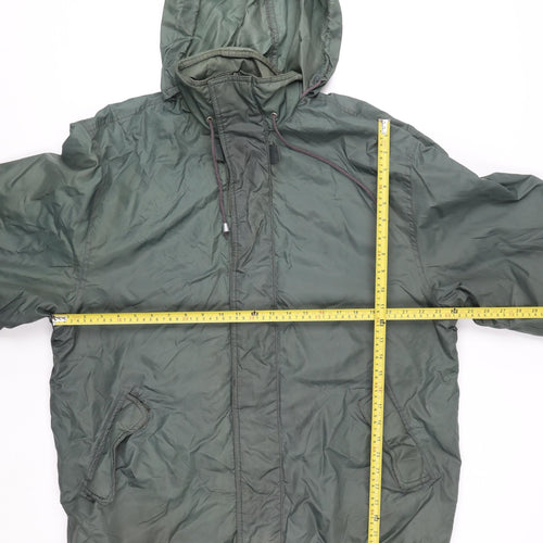 C&A Men's Green M Hooded Windbreaker Jacket Lightweight Outdoor