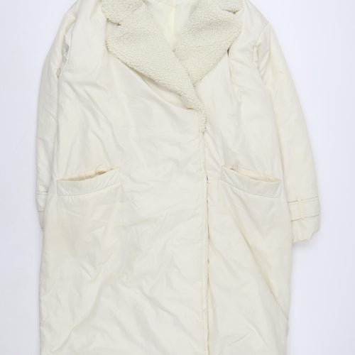 Dorothy Perkins Women's Ivory Long Lined Overcoat Size M