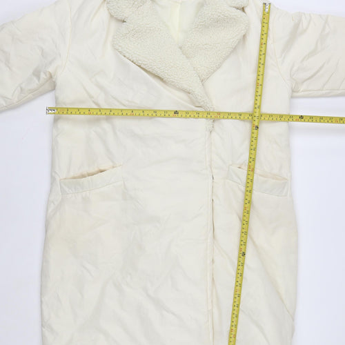 Dorothy Perkins Women's Ivory Long Lined Overcoat Size M