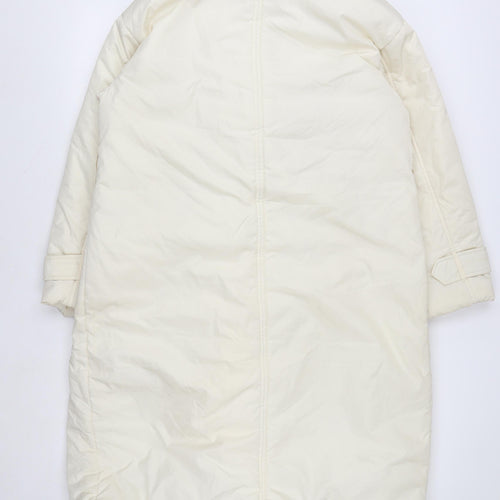 Dorothy Perkins Women's Ivory Long Lined Overcoat Size M