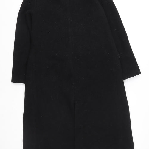 Stradivarius Women's Black Wool Military Coat Size 12 Long Sleeve