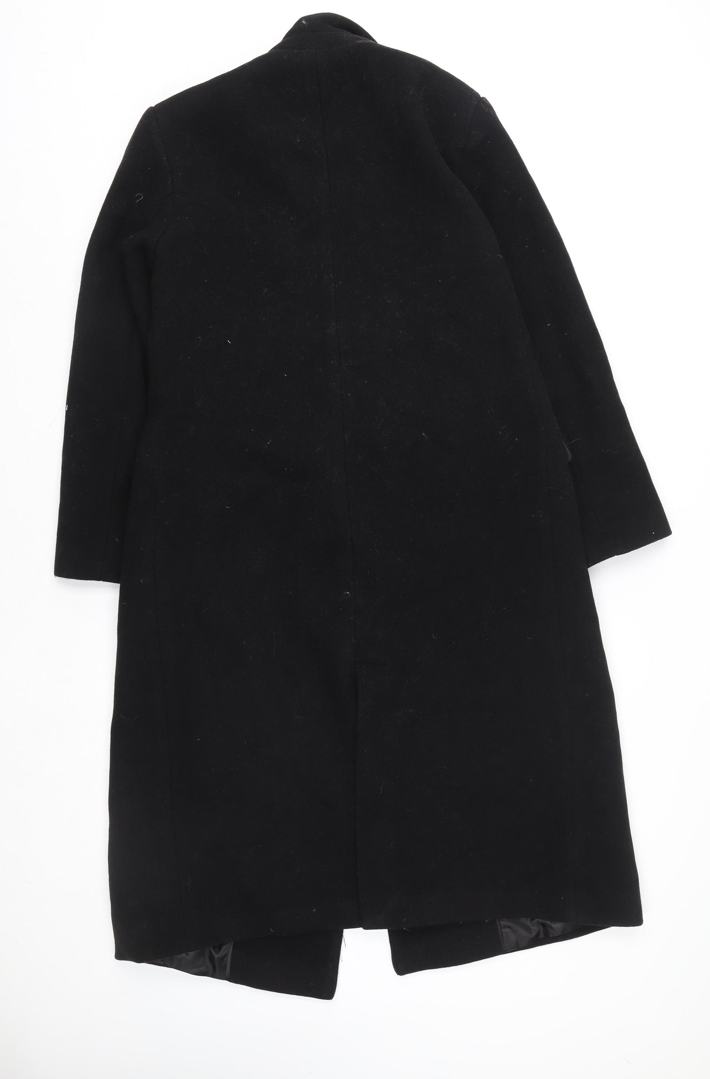 Stradivarius Women's Black Wool Military Coat Size 12 Long Sleeve