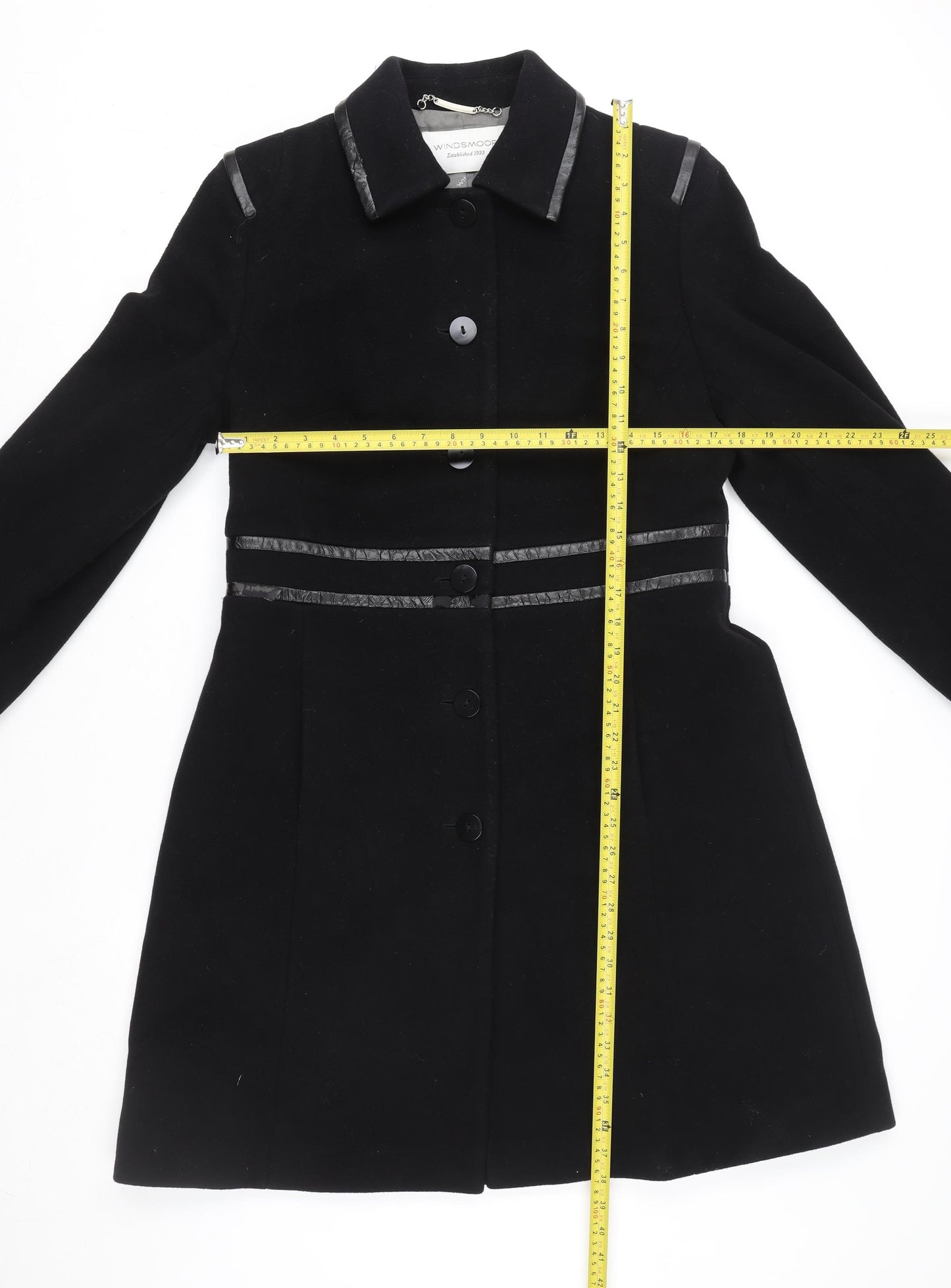 Windsmoor Women’s Black Wool Cashmere Long Coat Size 12 Classic Overcoat