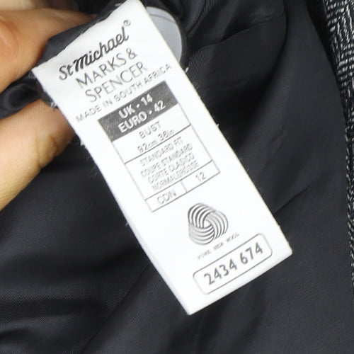 Marks and Spencer Womens Grey Wool Single Breasted Blazer UK 14