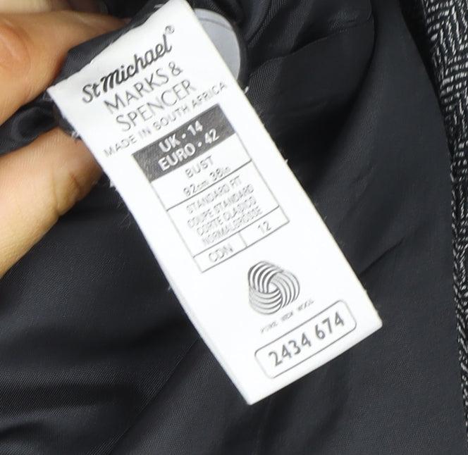 Marks and Spencer Womens Grey Wool Single Breasted Blazer UK 14