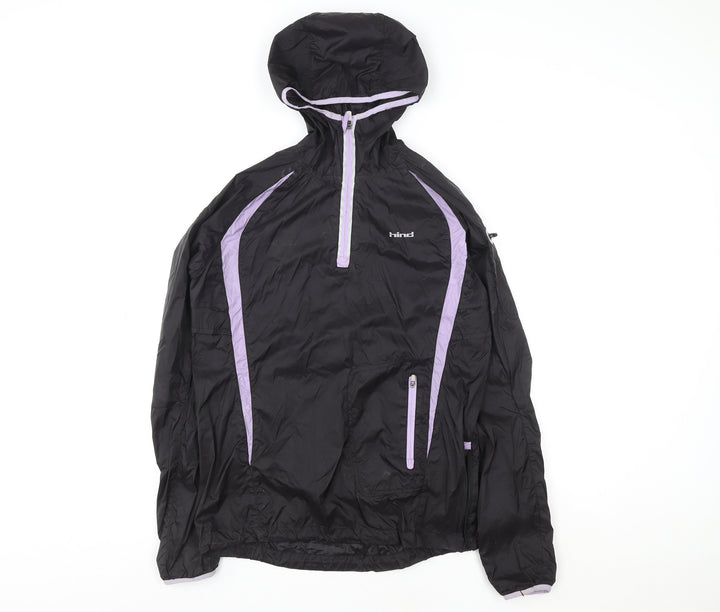 Hind Womens Black Size 10 Lightweight Hooded Windbreaker Jacket